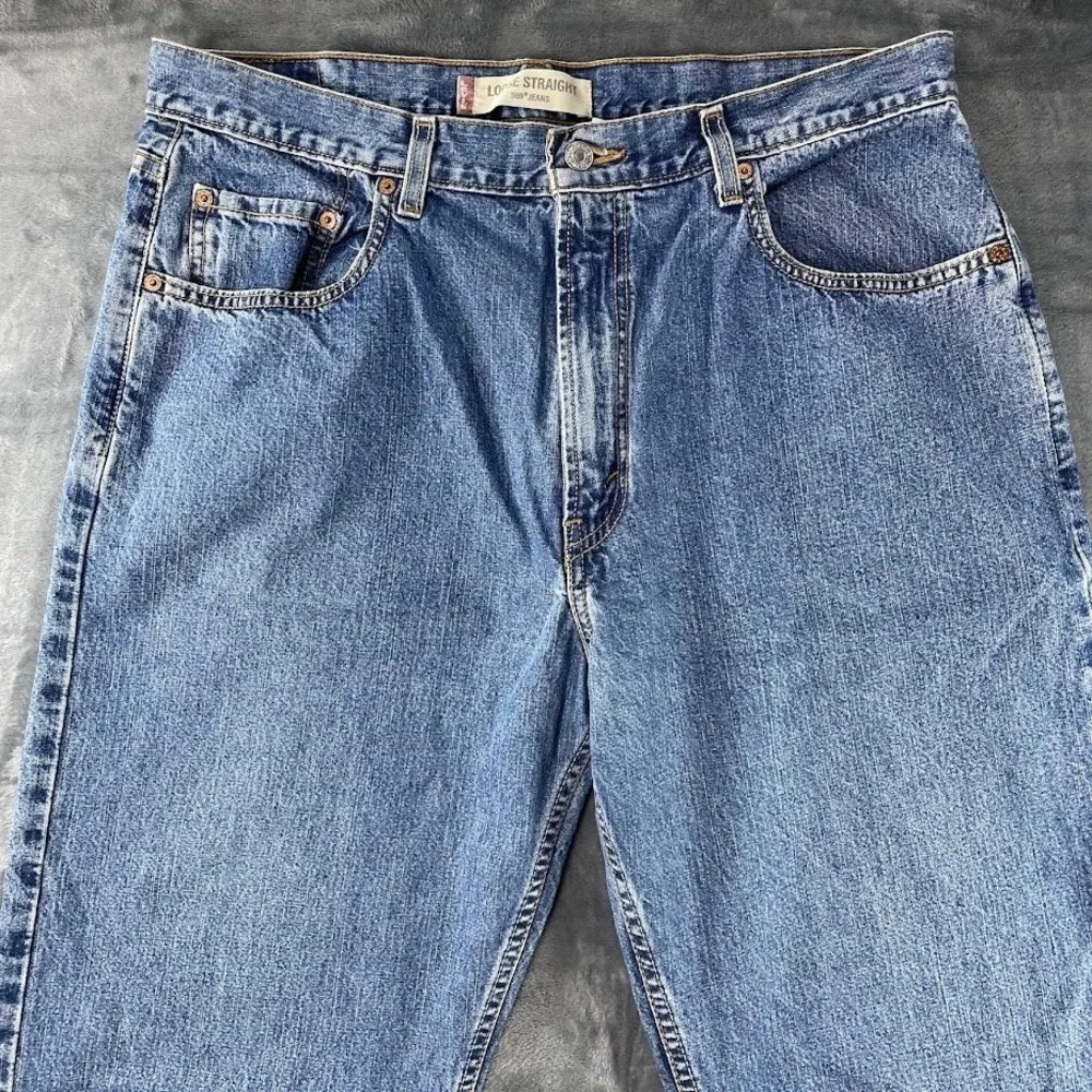 Y2K Levi's 569 Jeans Mens 36x32 Fits 36x31 Blue Medium Wash Loose Straight Denim